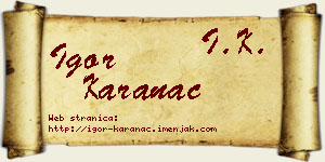 Igor Karanac vizit kartica